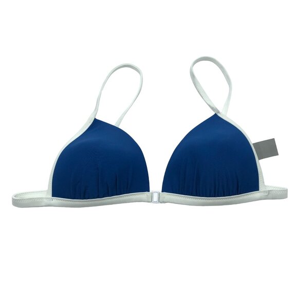 Aerie Perky Triangle Bikini Top Molded Cups Blue White M - Picture 1 of 6
